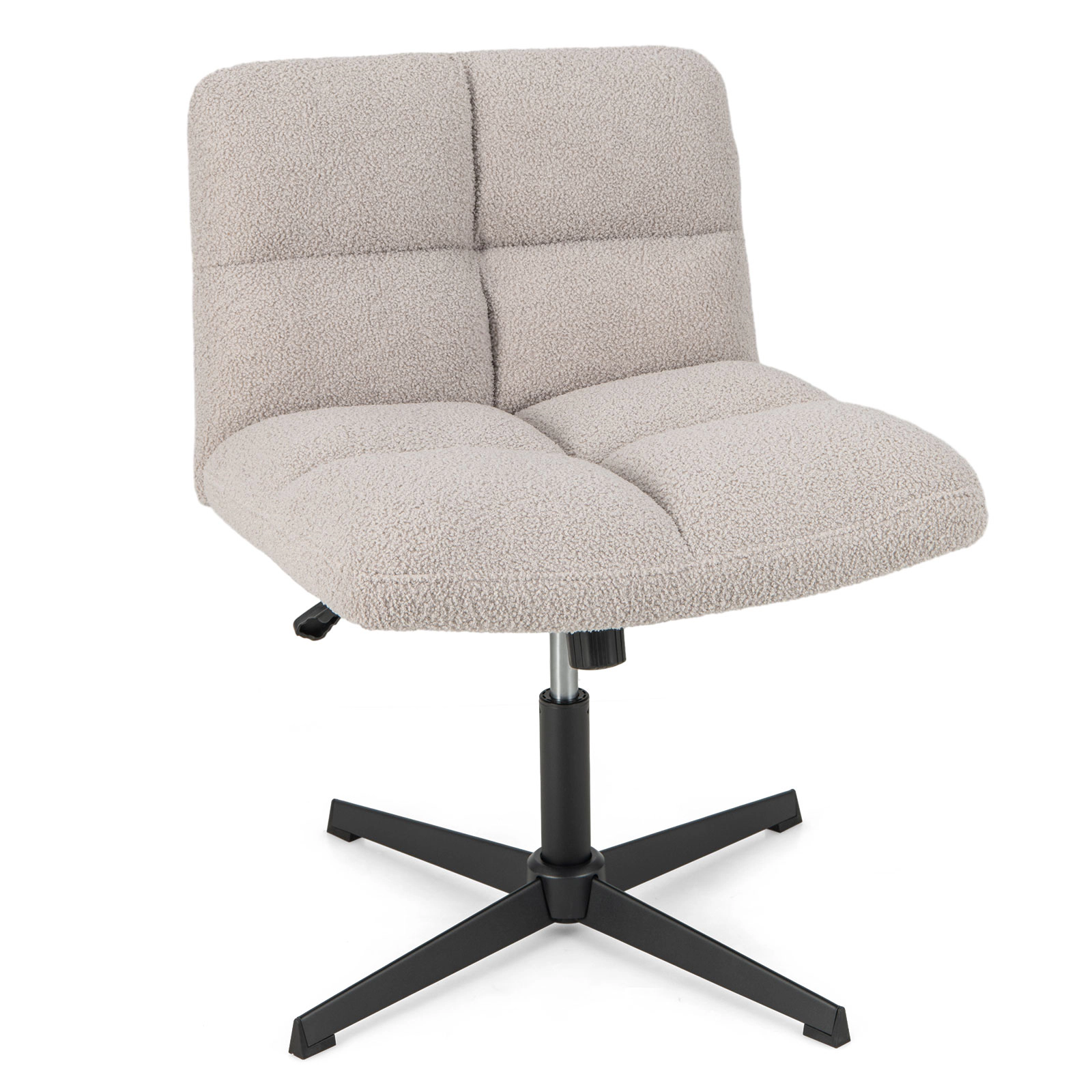 SUGIFT 25-in Wide Seat Lamb Fleece Armless Cross Legged Swivel Office Chair 26-in x 25-in x 30.5-in 350-lb Gray