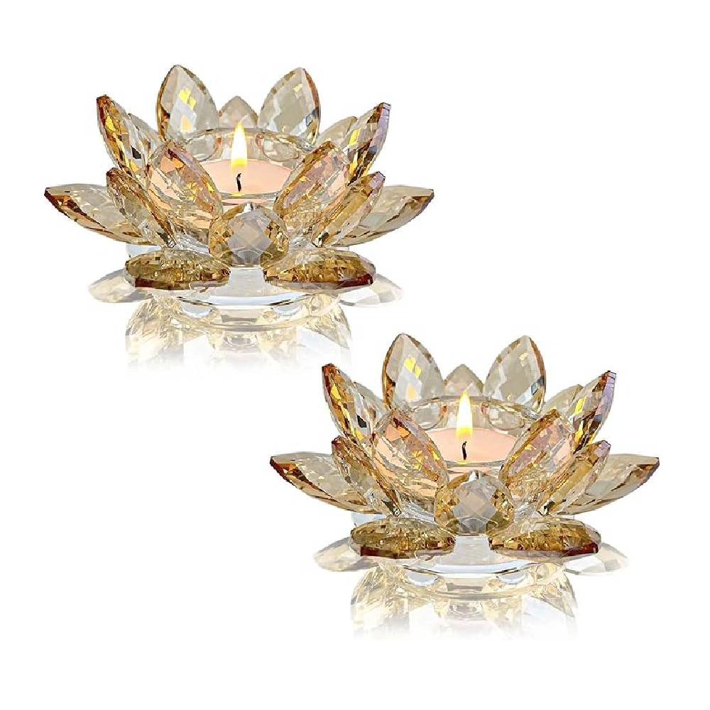 Arcana Aramun Crystal Lotus Tealight Candle Holders