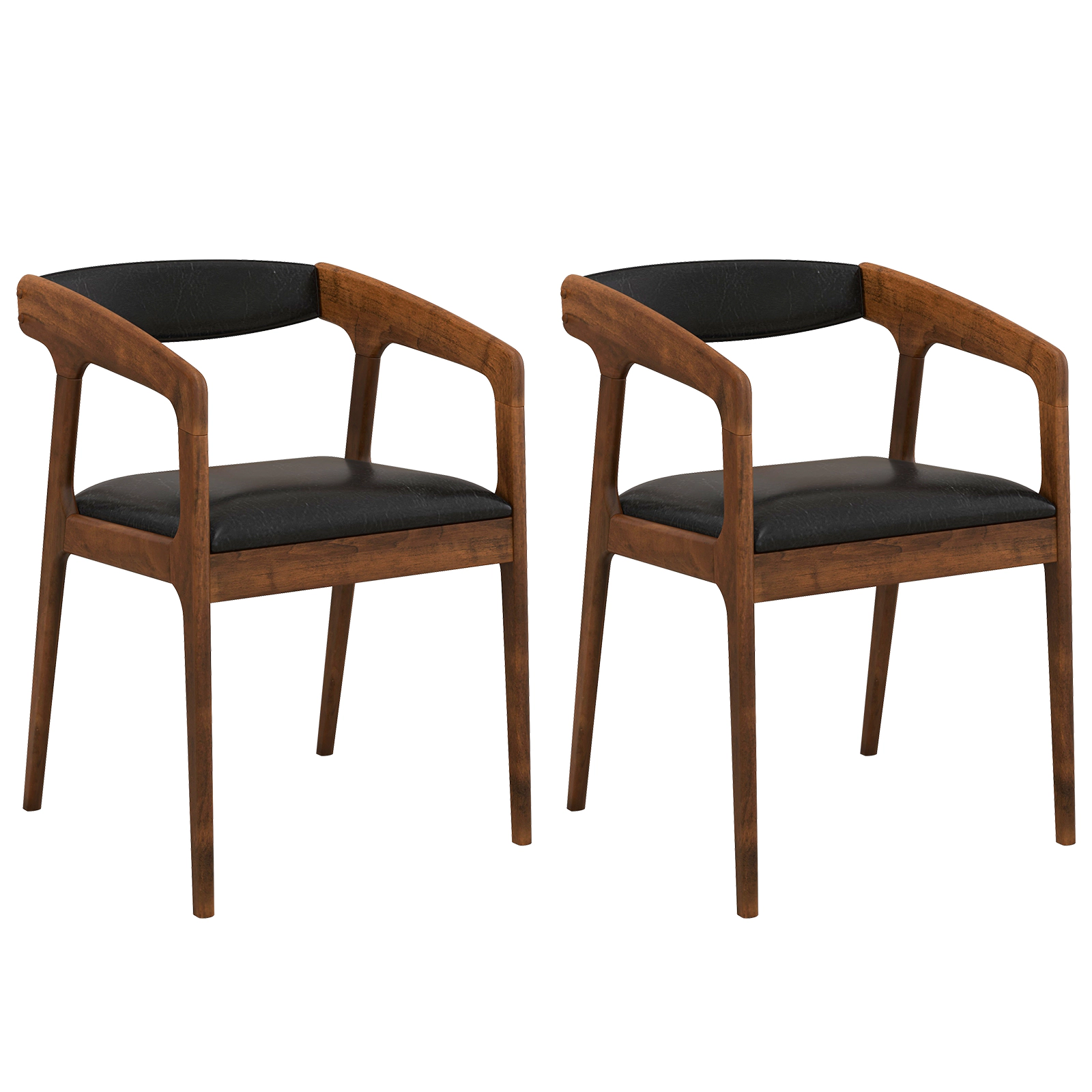 SUGIFT Upholstered Armchairs Set of 2 Dining Chairs Cozy Backrest & Padded Seat Cushion 265-lb Capacity Brown & Black