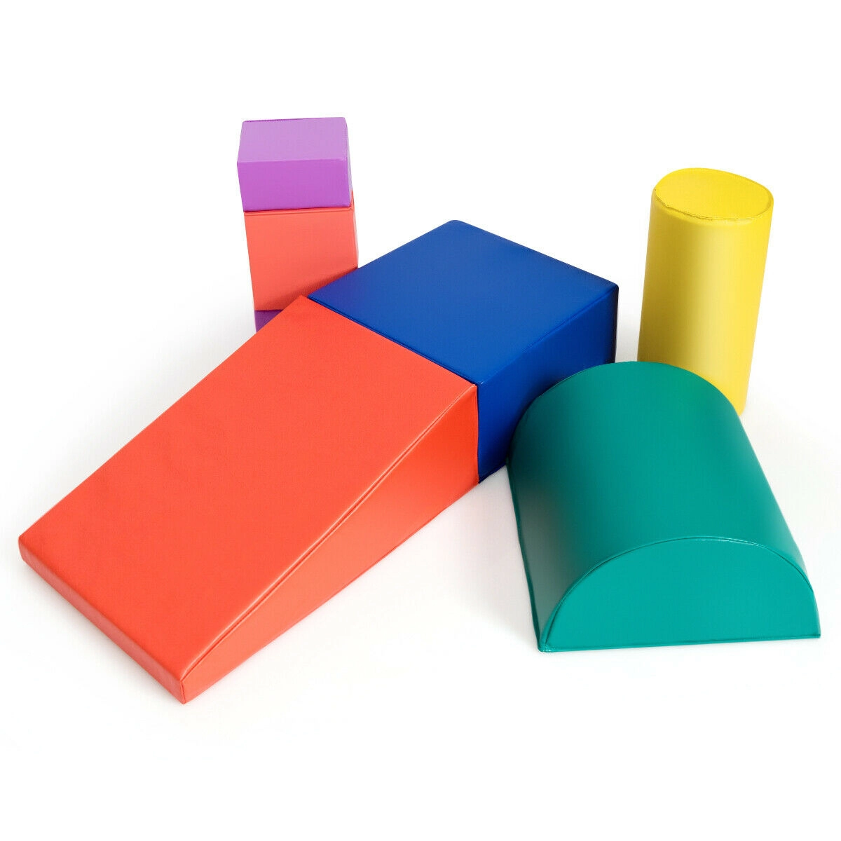 SUGIFT 6-Piece Foam Climb and Crawl Play Set with Waterproof PU Covers and Reconfigurable Soft Blocks