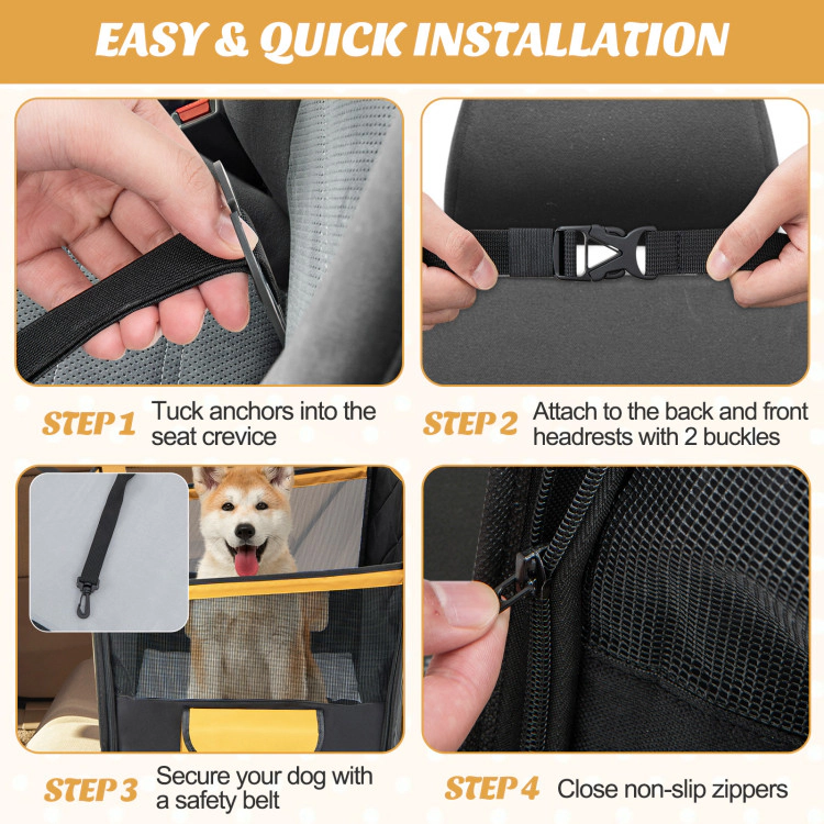 SUGIFT 25 x 21.5-in Black 600D Oxford Dog Car Seat Cover Back Seat Hammock with Mesh Windows and Storage Pocket