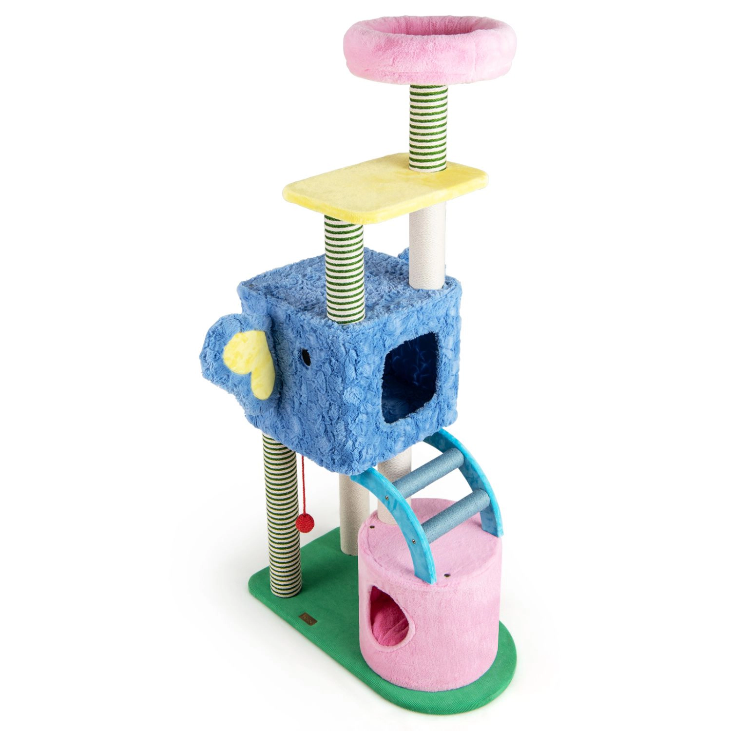 SlickBlue Elephant Cat Tree with 2 Condos, Ladder & Hanging Toy