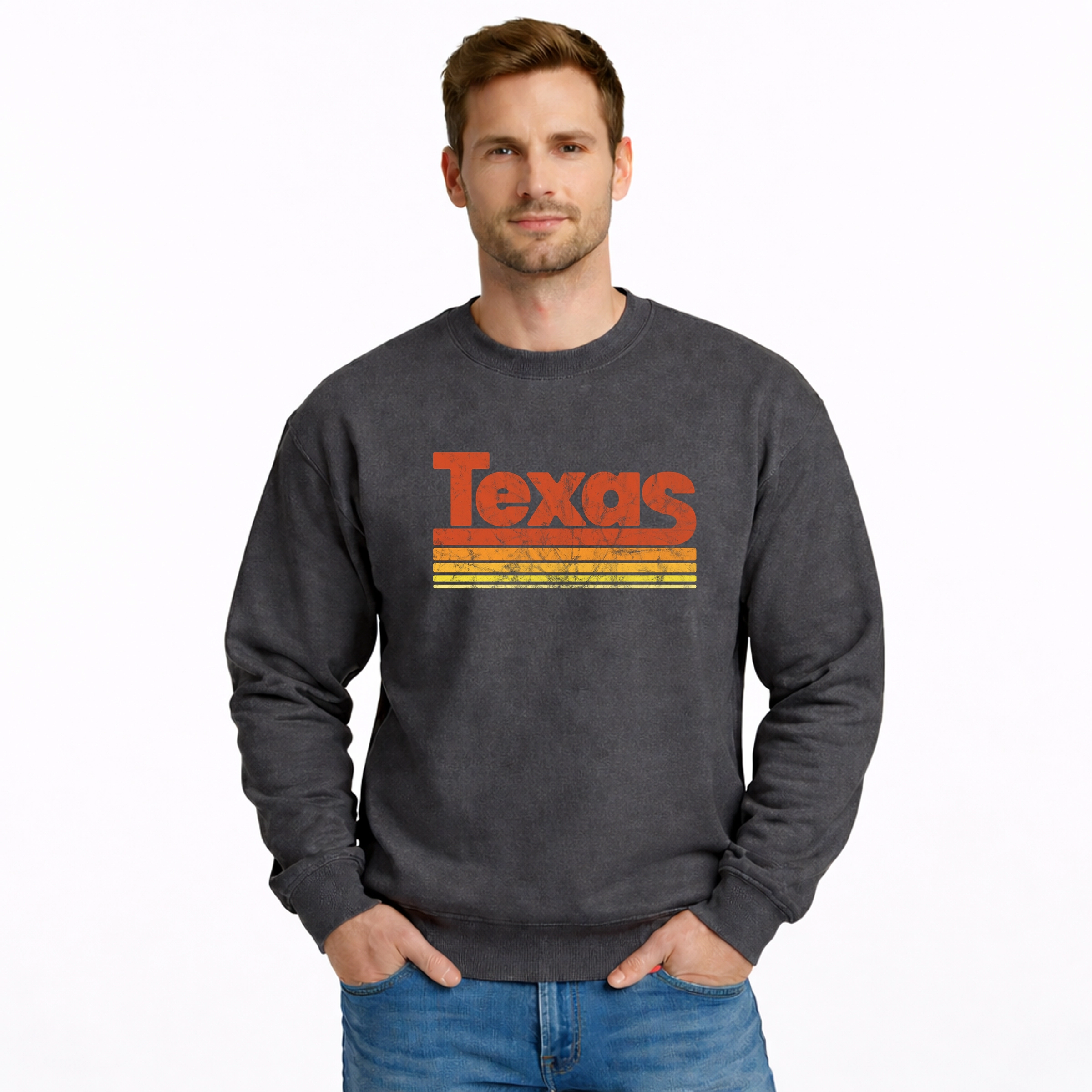 Simply Sage Market - Men's Graphic Sweatshirt Texas Retro Stripes