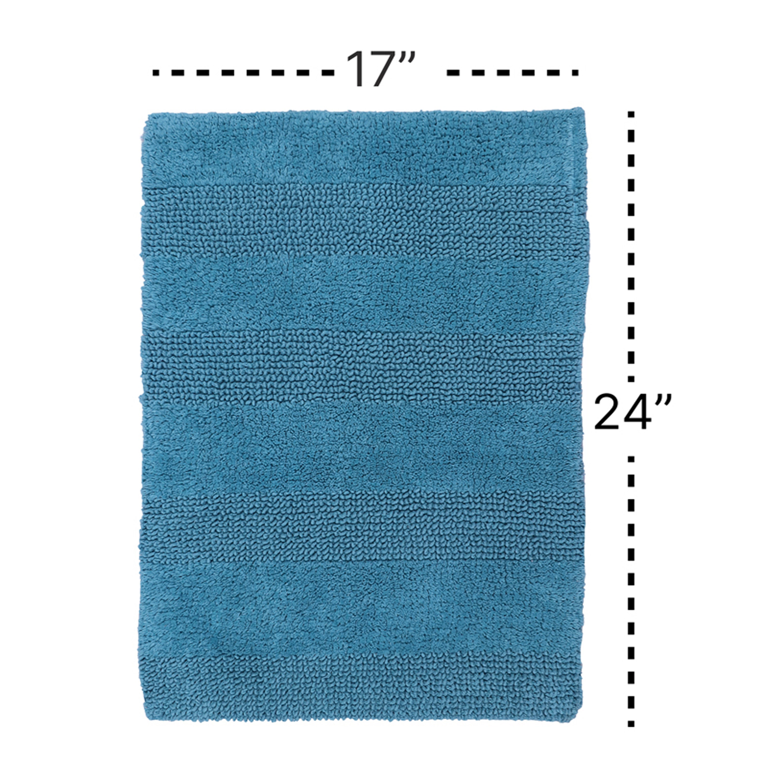 Knightsbridge Stylish And Comfortable All Season Traditional Wide Cut Design Cotton Bath Rug 17" X 24" Aqua