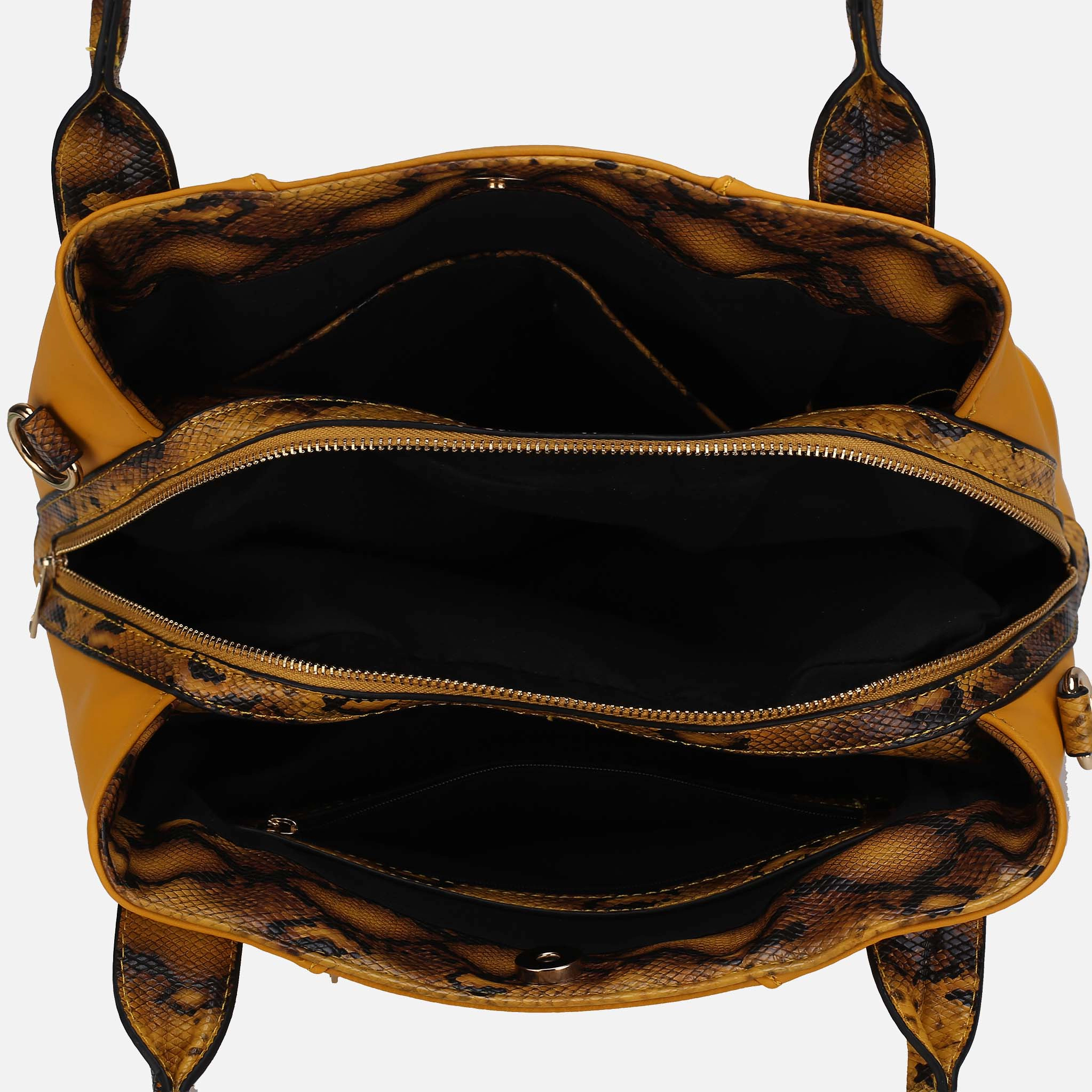 Mia K Collection Kenna Vegan Leather Tote - Faux-Snake Trim, Removable Strap