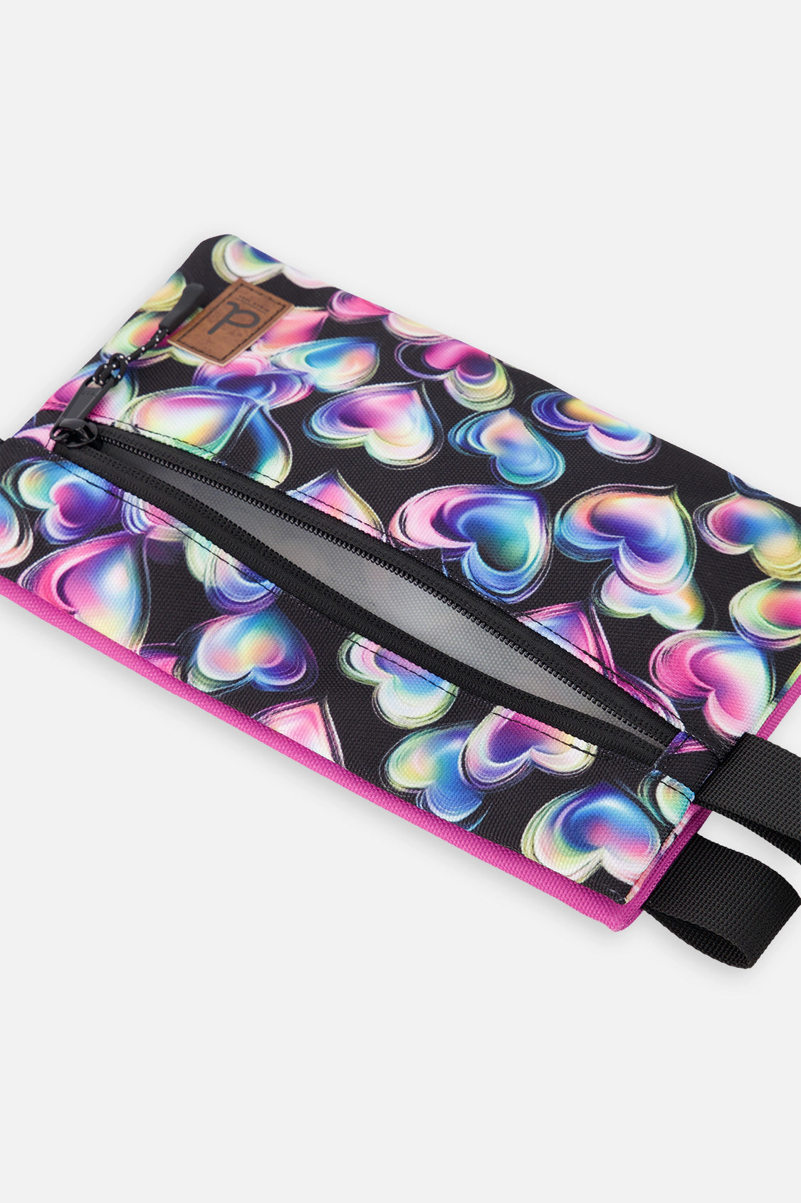 Deux par Deux Girls Heart Print Double-Compartment Pencil Case
