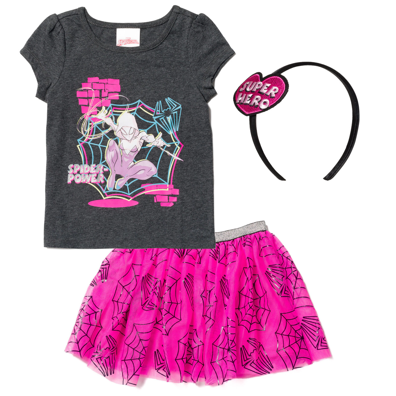 Marvel Spider-Verse Ghost-Spider Girls' T-Shirt and Tutu Skirt Set