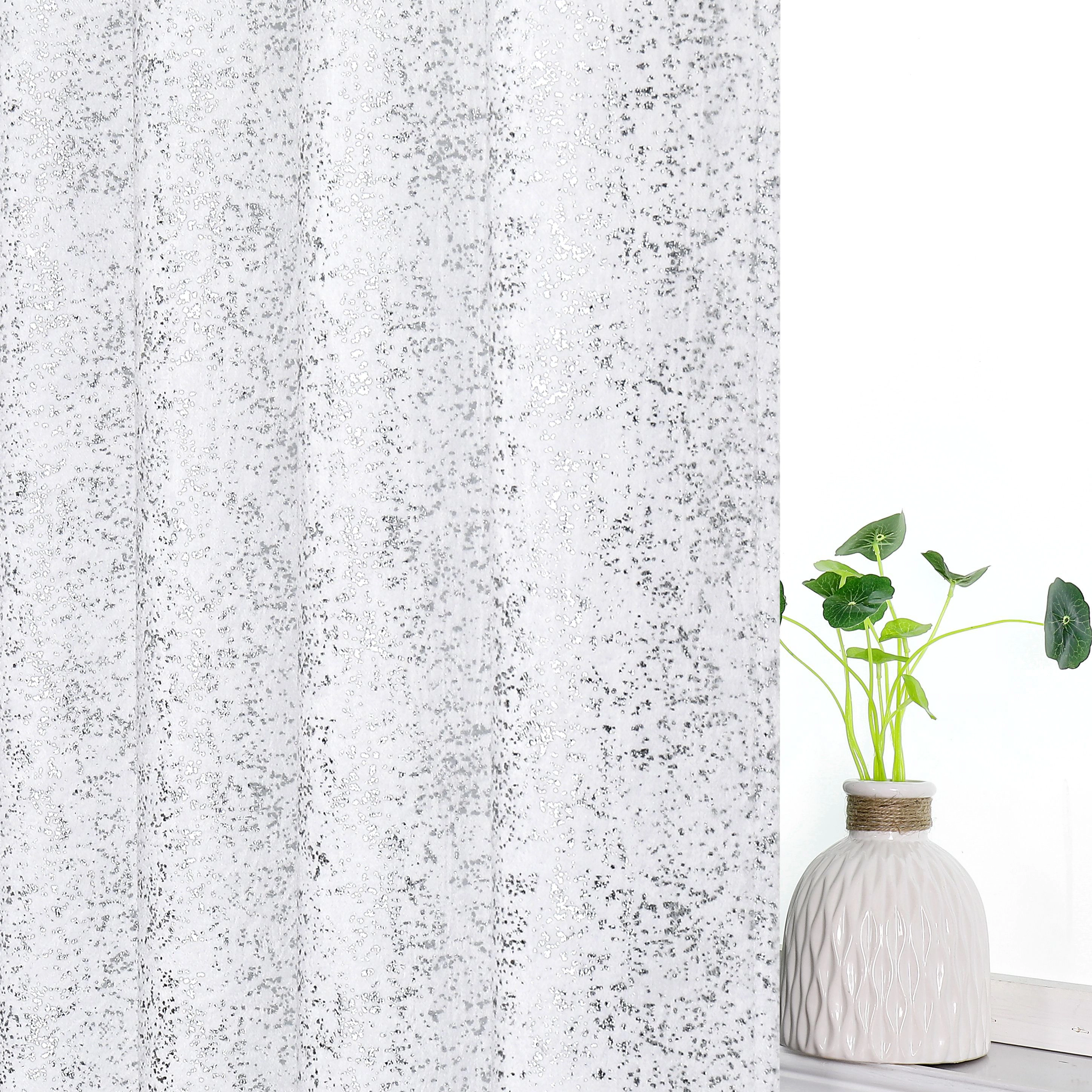 Kate Aurora 2 Piece Sadie White Metallic Sparkle Grommet Top Room Darkening Curtain Panels - 95 in. Long