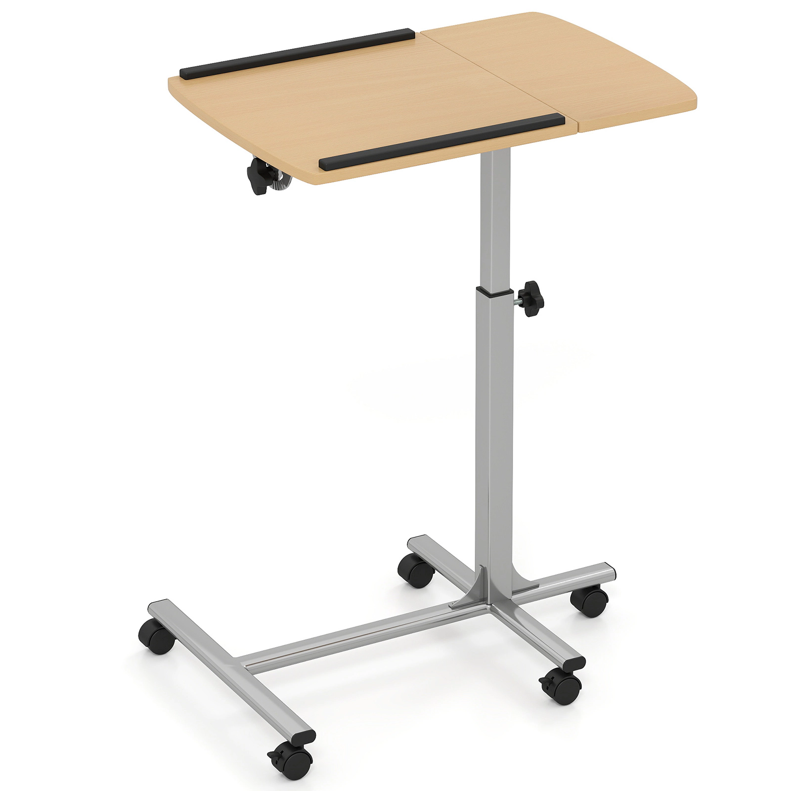 SUGIFT 23.5-in 5-Level Height Adjustable Rolling Laptop Table with Tilting Top Steel Frame and Lockable Wheels