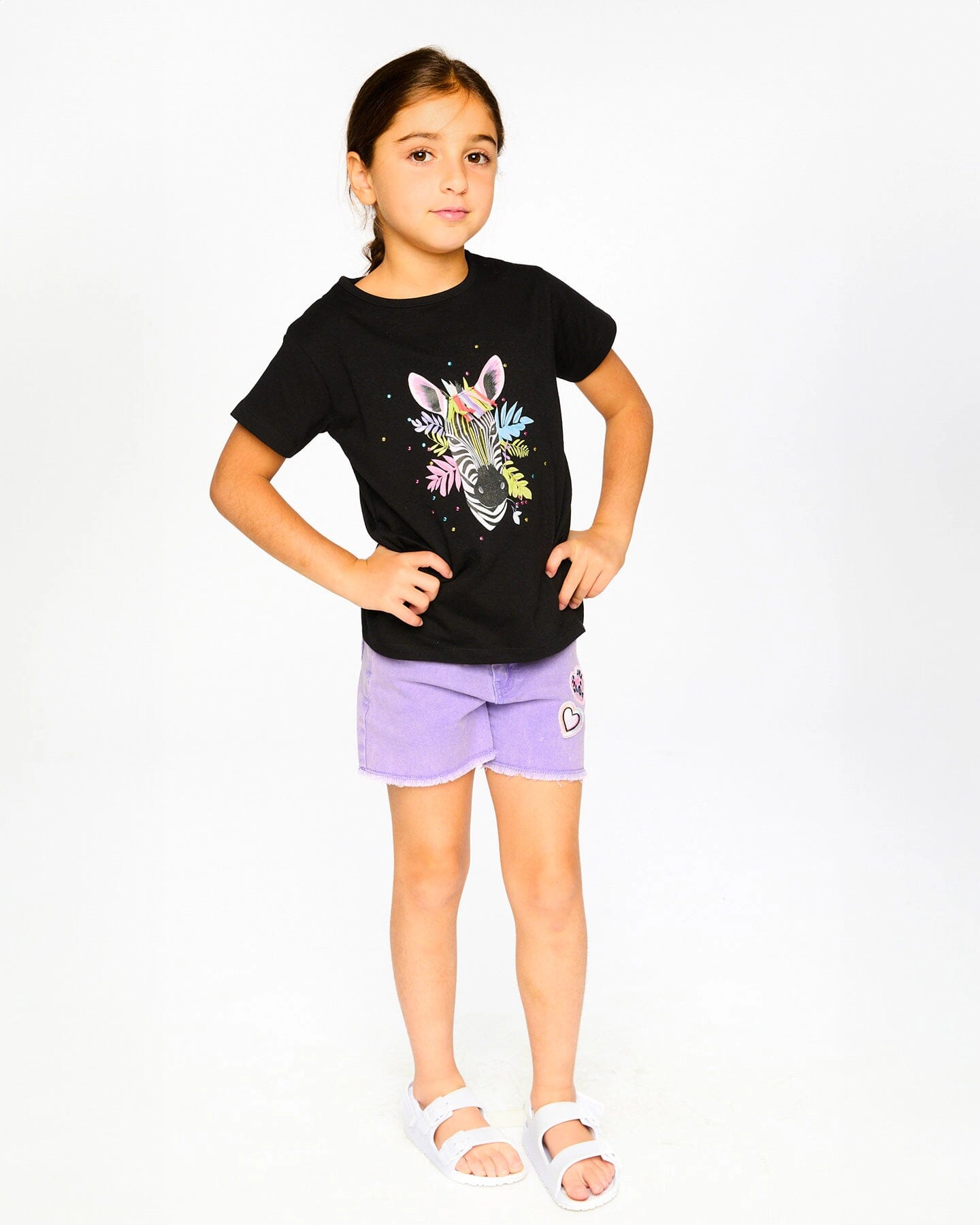 Deux par Girls Organic Cotton Jersey T-Shirt with Zebra