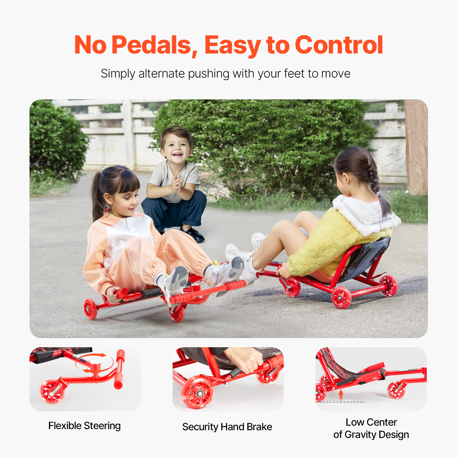 HONGGE Ride on Scooter Load Capacity of 132 lbs Swing Side-to-Side for Amazing Ride Powered by Zig-Zag Motion Ride on