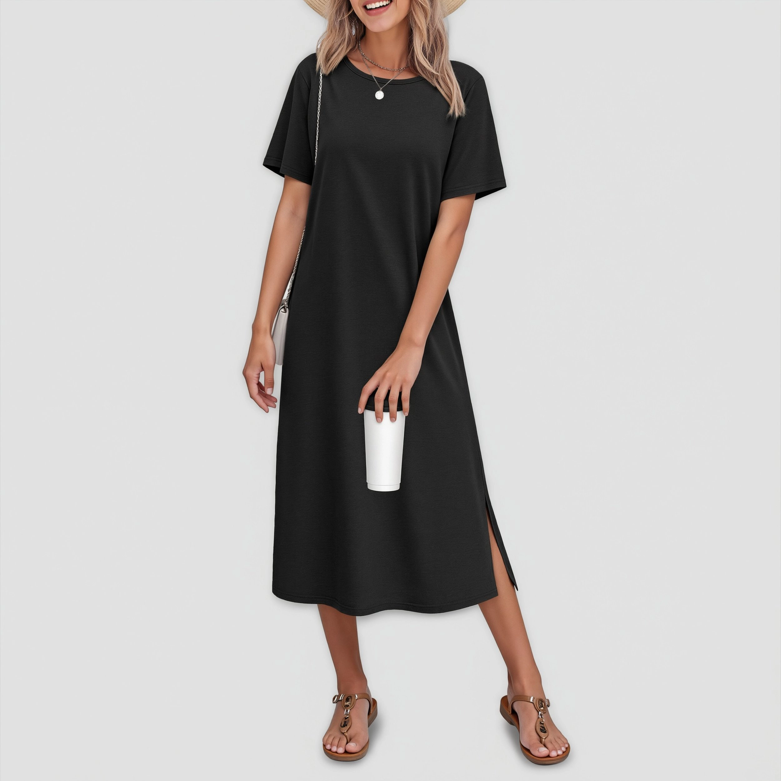 Ekouaer Cotton Short Sleeve Long Night Gown