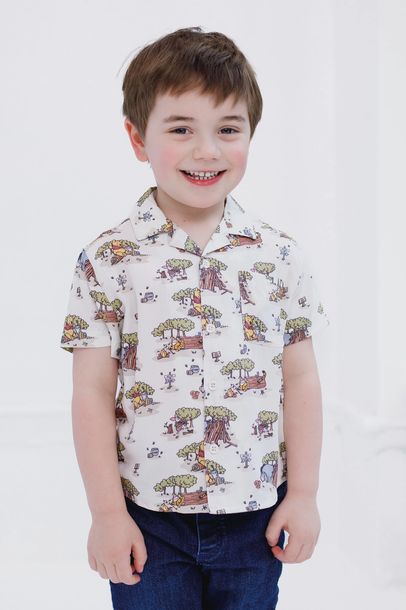 Disney Winnie the Pooh Boys' Short Sleeve Button Down Shirt