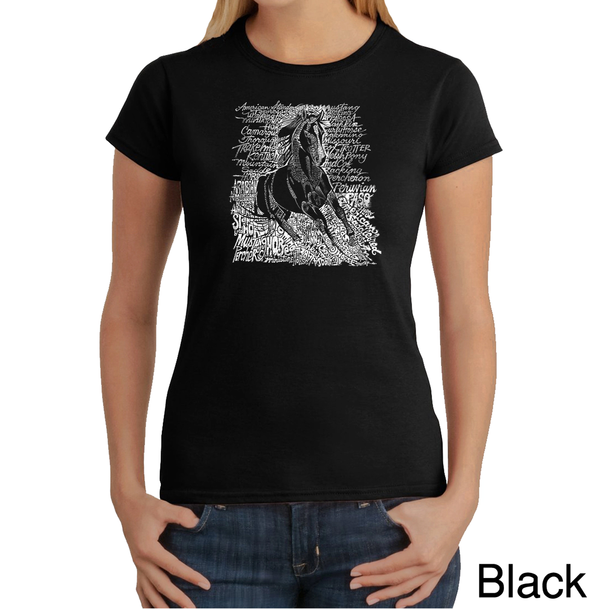 LA Pop Art Women's Word T-Shirt - Popular Horse Breeds