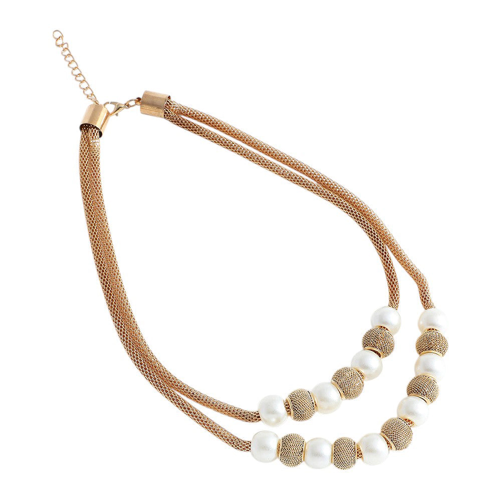 SOHI Women's Gold Plated Pearl Necklace