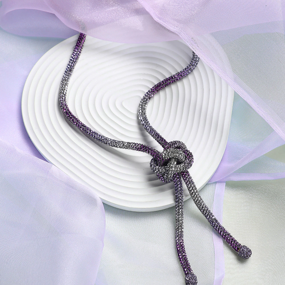 SOHI Women's Crystal Silver:amerthyst Purple the Jingle Sautoir Necklace
