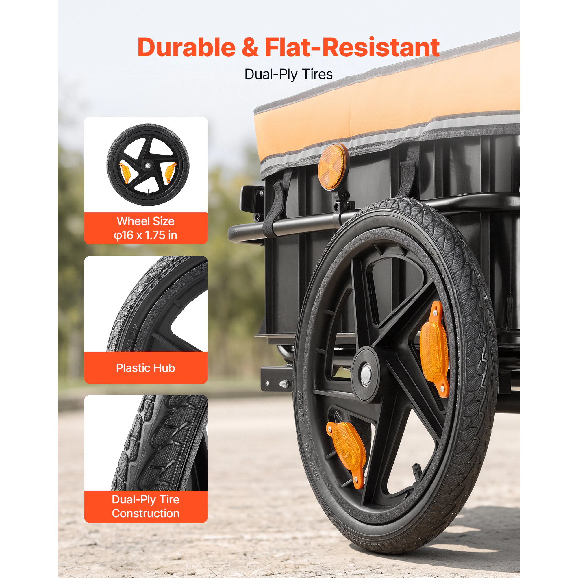 HONGGE Bike Cargo Trailer Capacity Heavy-Duty Bicycle Wagon Cart Foldable Compact Storage & Quick Release with