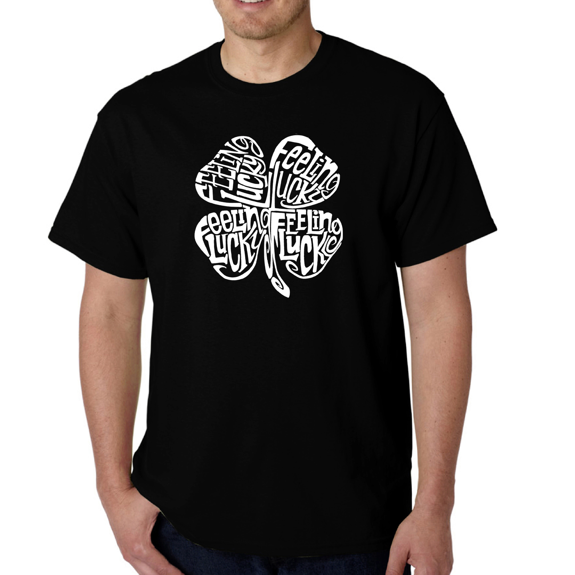 LA Pop Art Men's Word T-Shirt - Feeling Lucky