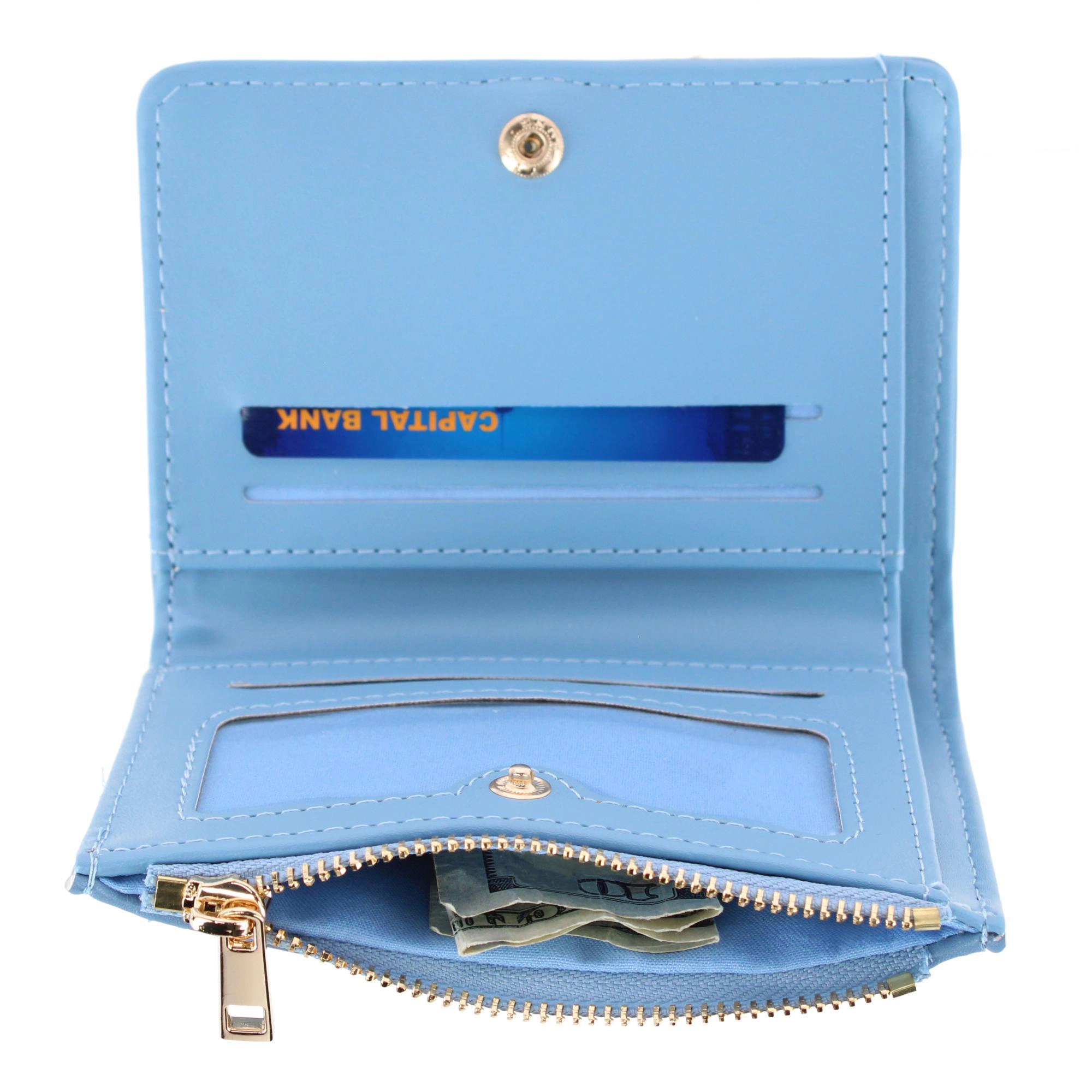 CTM Women's Premium Faux Leather Sporty Mini Coin and Card Case