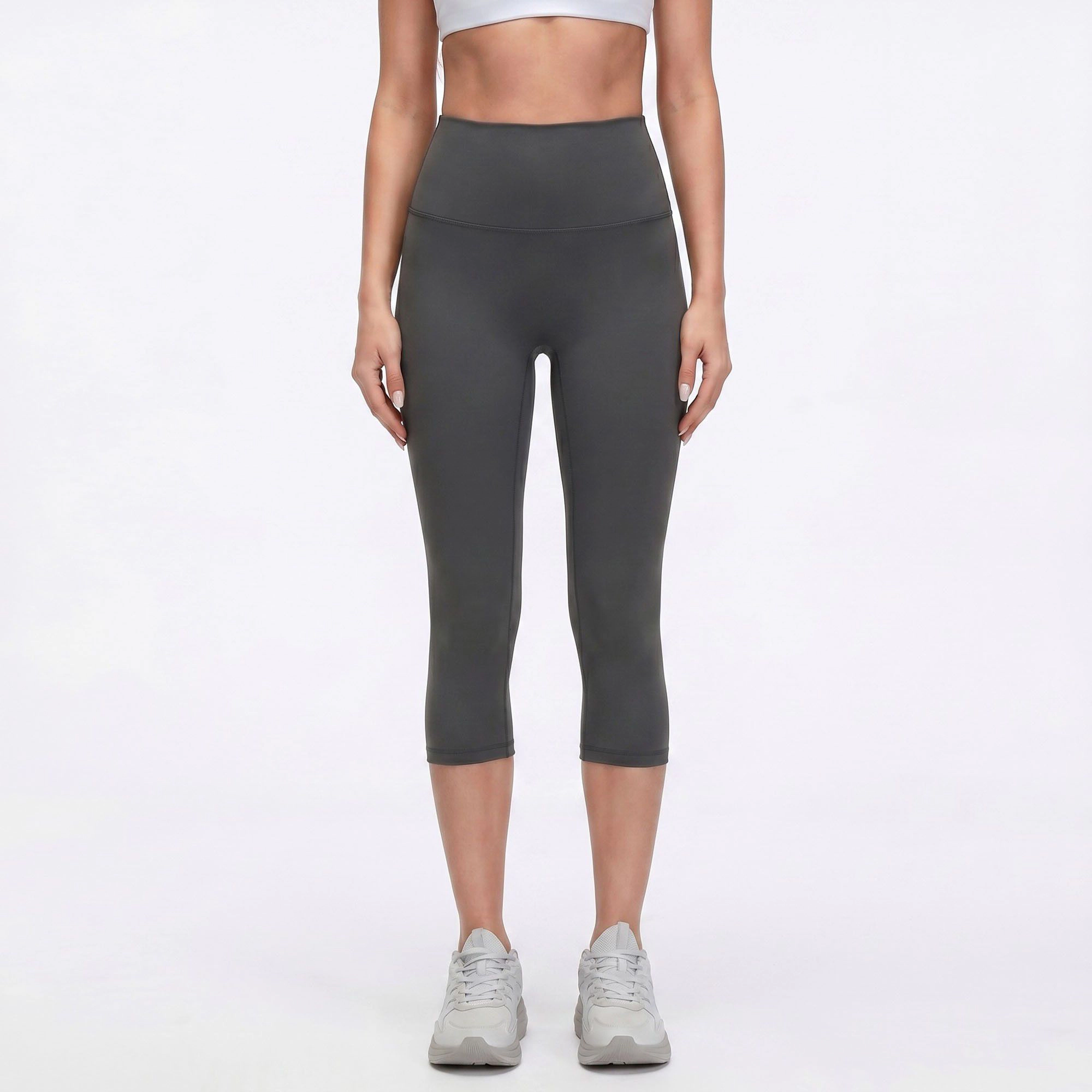 Anna-Kaci Women's High-Waist Capri Leggings with Wide Waistband Smooth Stretch Fit and Pull On Activewear Design