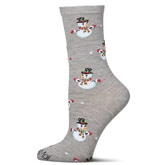 MeMoi Women's Let it Snowman Holiday Crew Socks