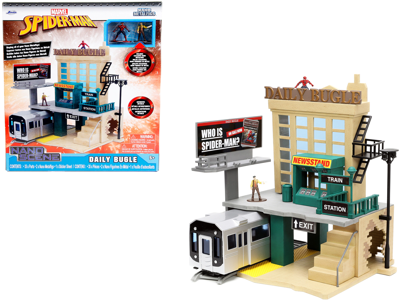 Jada "Daily Bugle" and Subway Diorama Set with Spider-Man and J. Jonah Jameson Diecast Figures "Marvel's