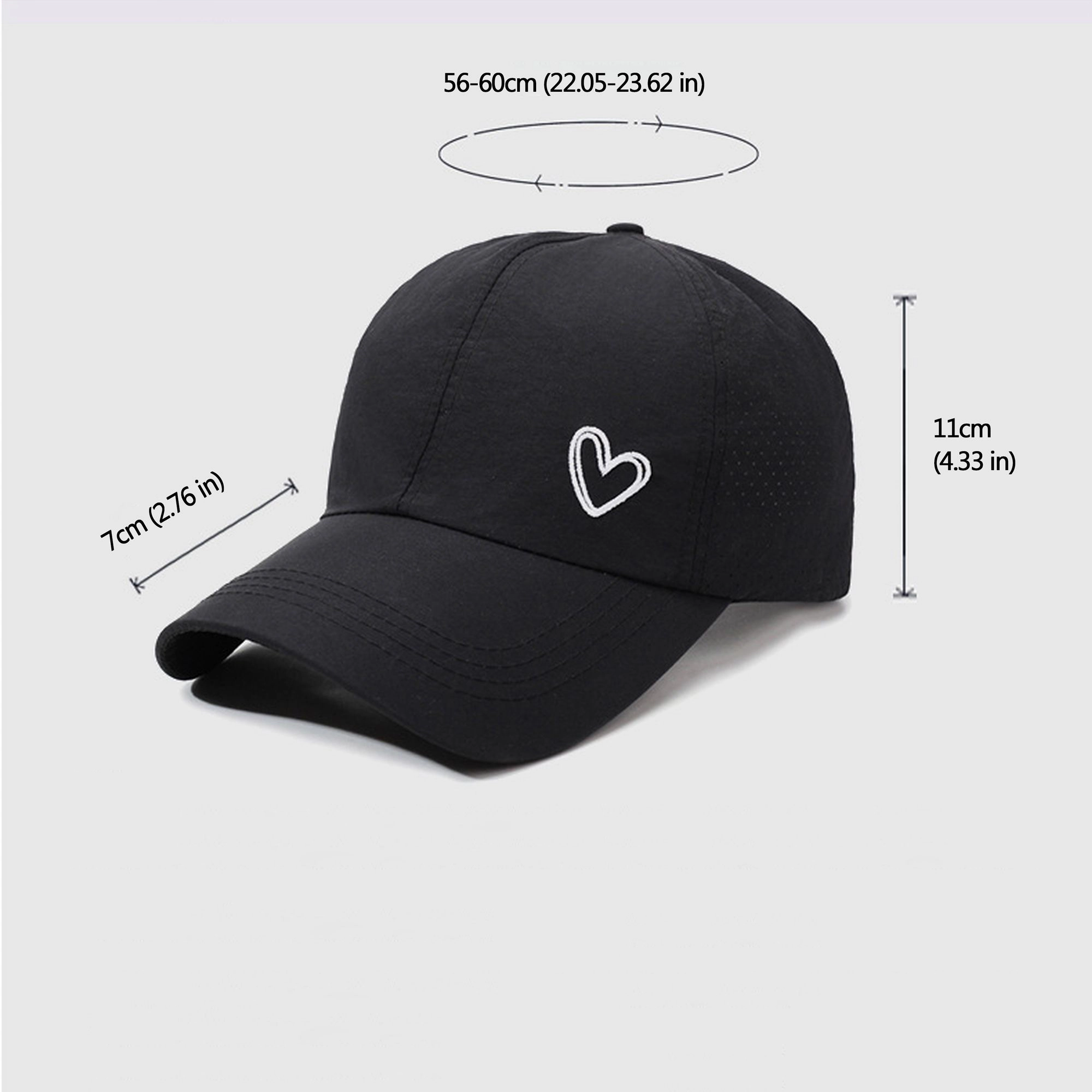 Anna-Kaci Women's Baseball Cap with Valentine Heart Embroidery - Breathable Criss Cross Back Hat
