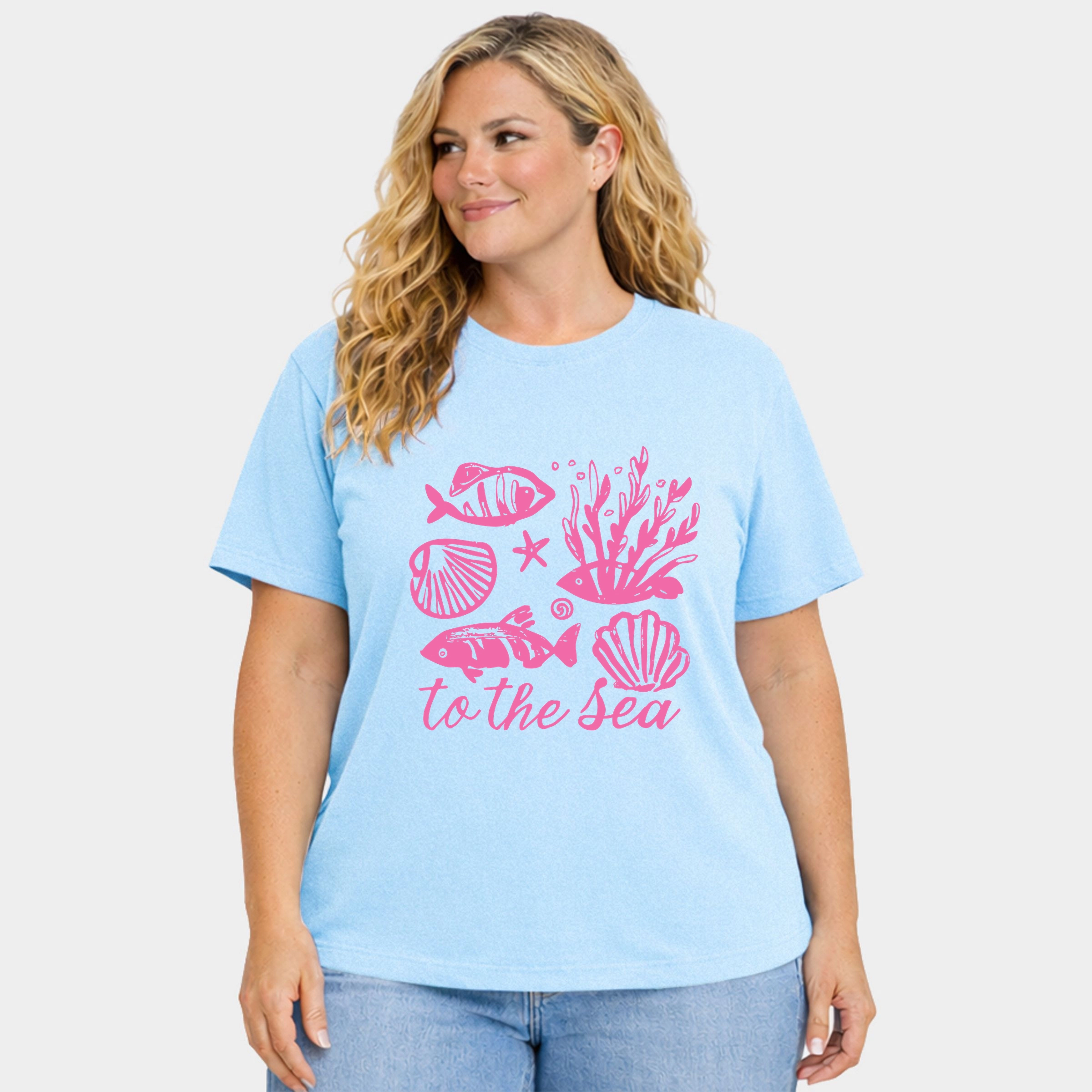 Simply Sage Market - To The Sea Creatures Women's Plus Sized Garment Dyed Graphic T-Shirt