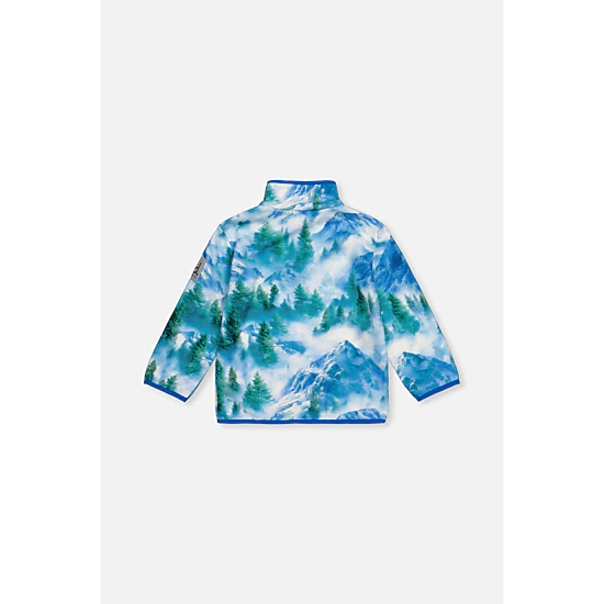 Deux par Deux Boys Mountain Print Mid-Season Plush Pop-Over Polar Jacket