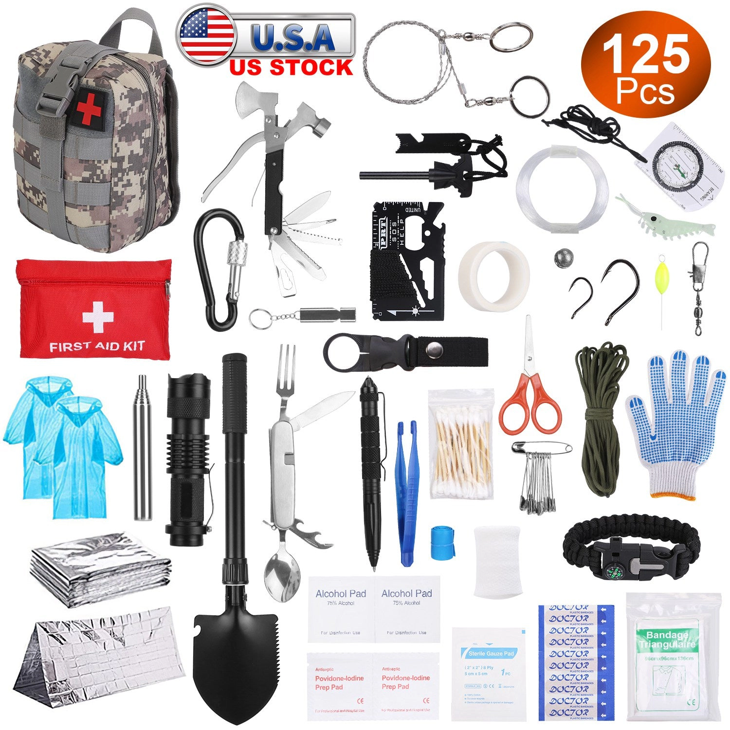 GBruno 125-Piece Survival Kit With First Aid Supplies