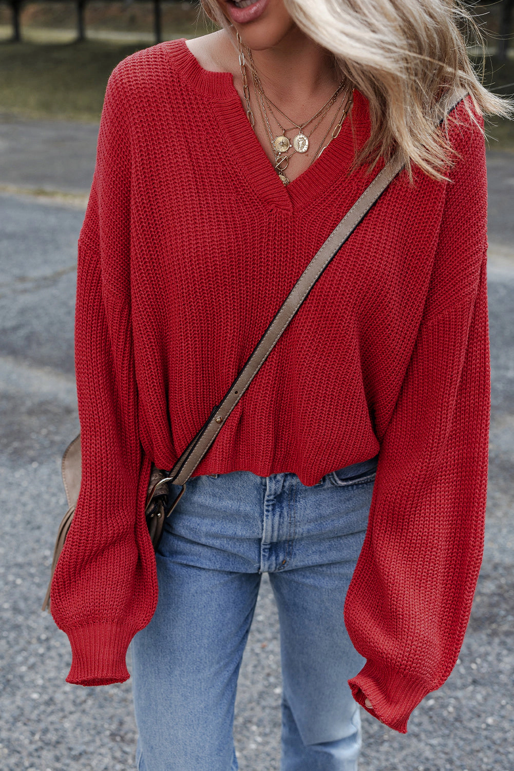 Threaded Pear Women's Evelyn Knit Drop Shoulder Sweater