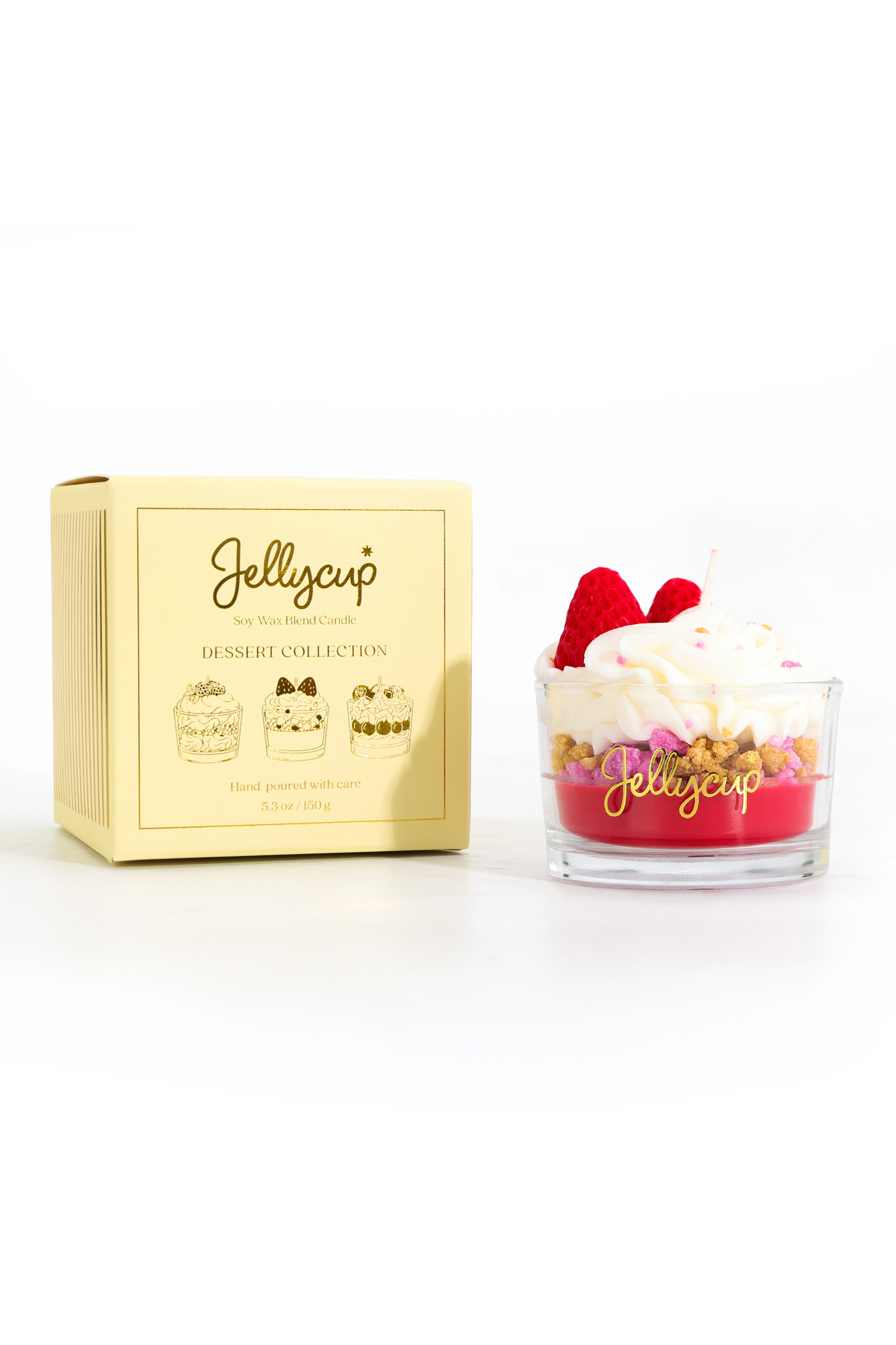 Jellycup Unisex Strawberry Cream Scented Dessert Cup Soy Wax Candle
