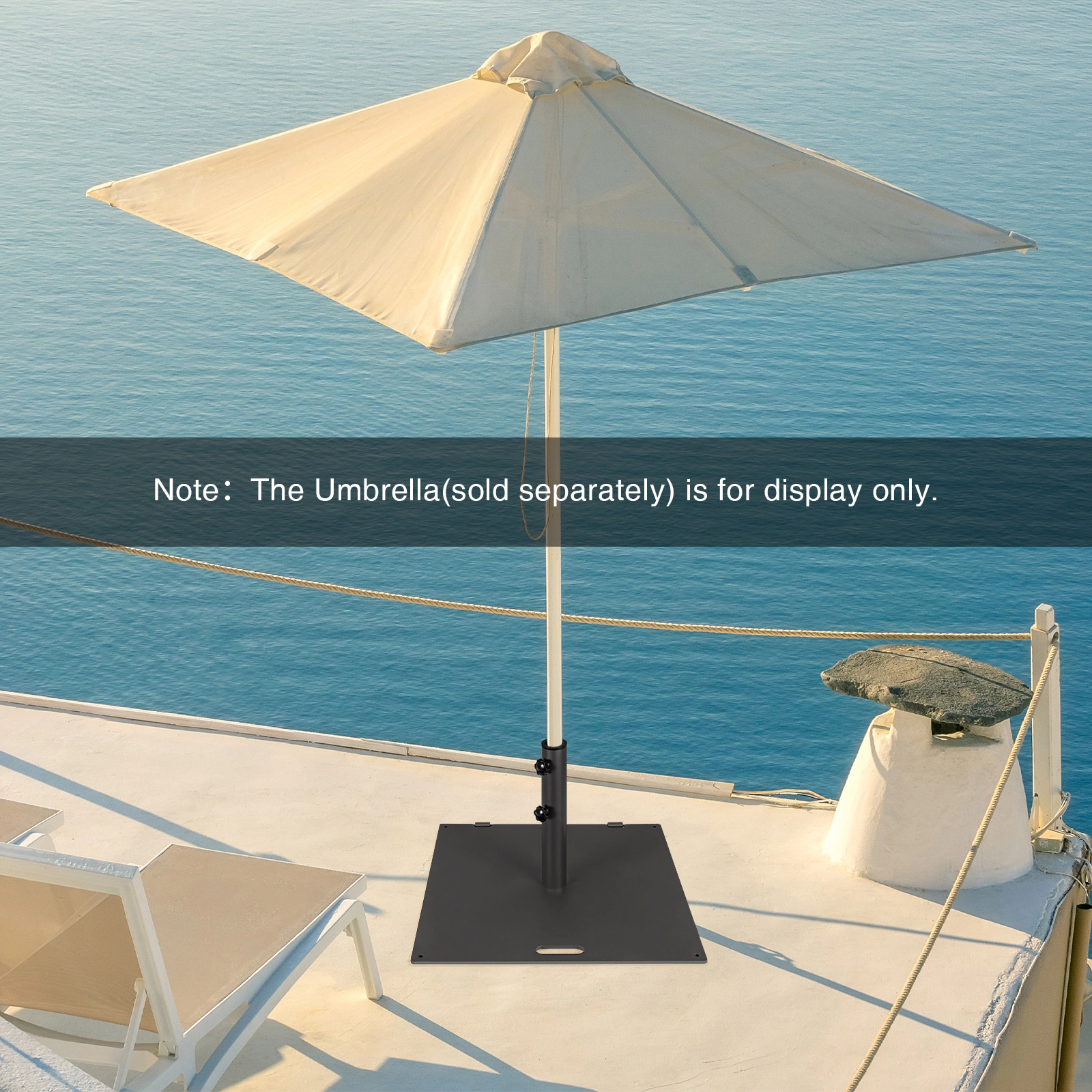SUGIFT 24-in Square Steel Patio Umbrella Base 50-lb Weight with Wheels for 1.6-in and 1.9-in Diameter Poles Brown