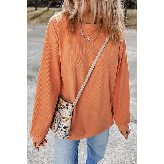 Threaded Pear Women's Kamryn Ribbed Corduroy Oversized Sweatshirt