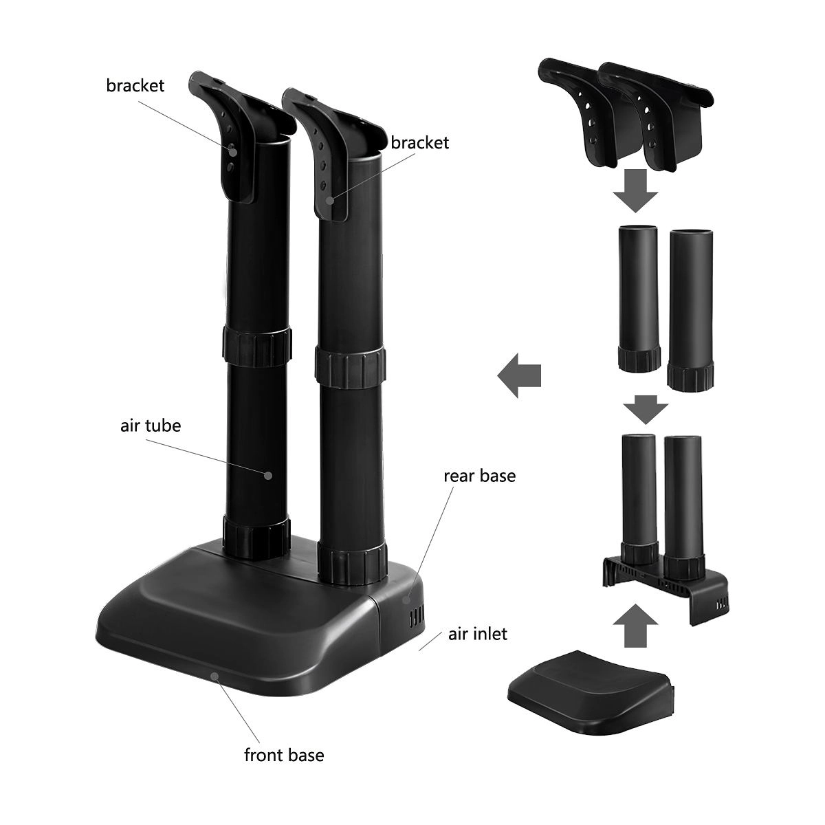 SUGIFT Black Electric Shoe and Boot Dryer with 2 Drying Bars and Continuous Mode 36W 10-in W 21.5-in H