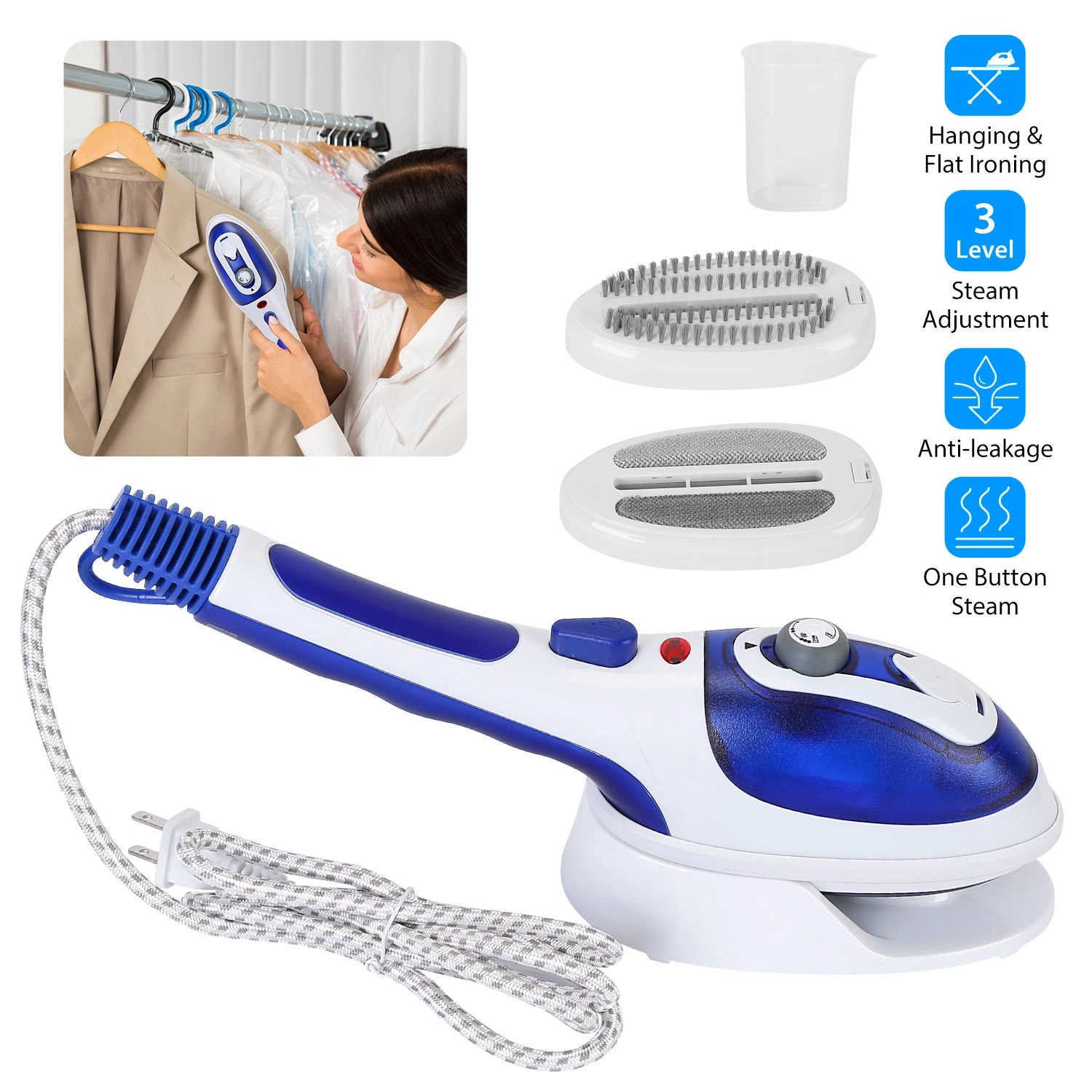 GBruno 800W 2-in-1 Handheld Garment Steamer