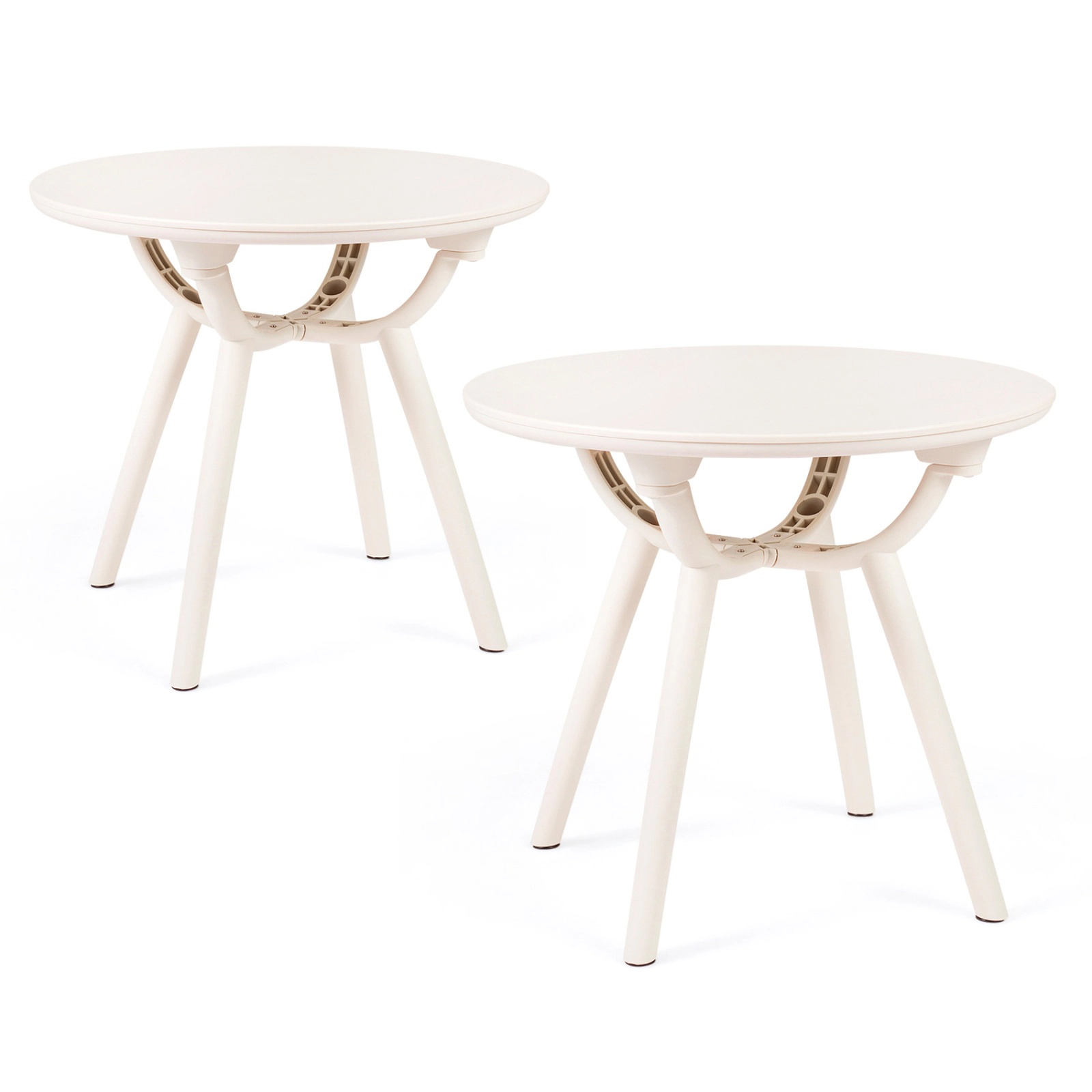 SUGIFT Set of 2 White Round Outdoor Side Tables, 20 in, 110-lb Capacity