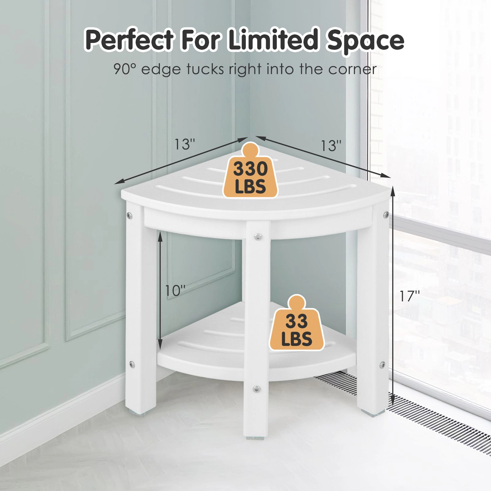 SlickBlue Outdoor Storage Stool with Shelf, Garden Seat