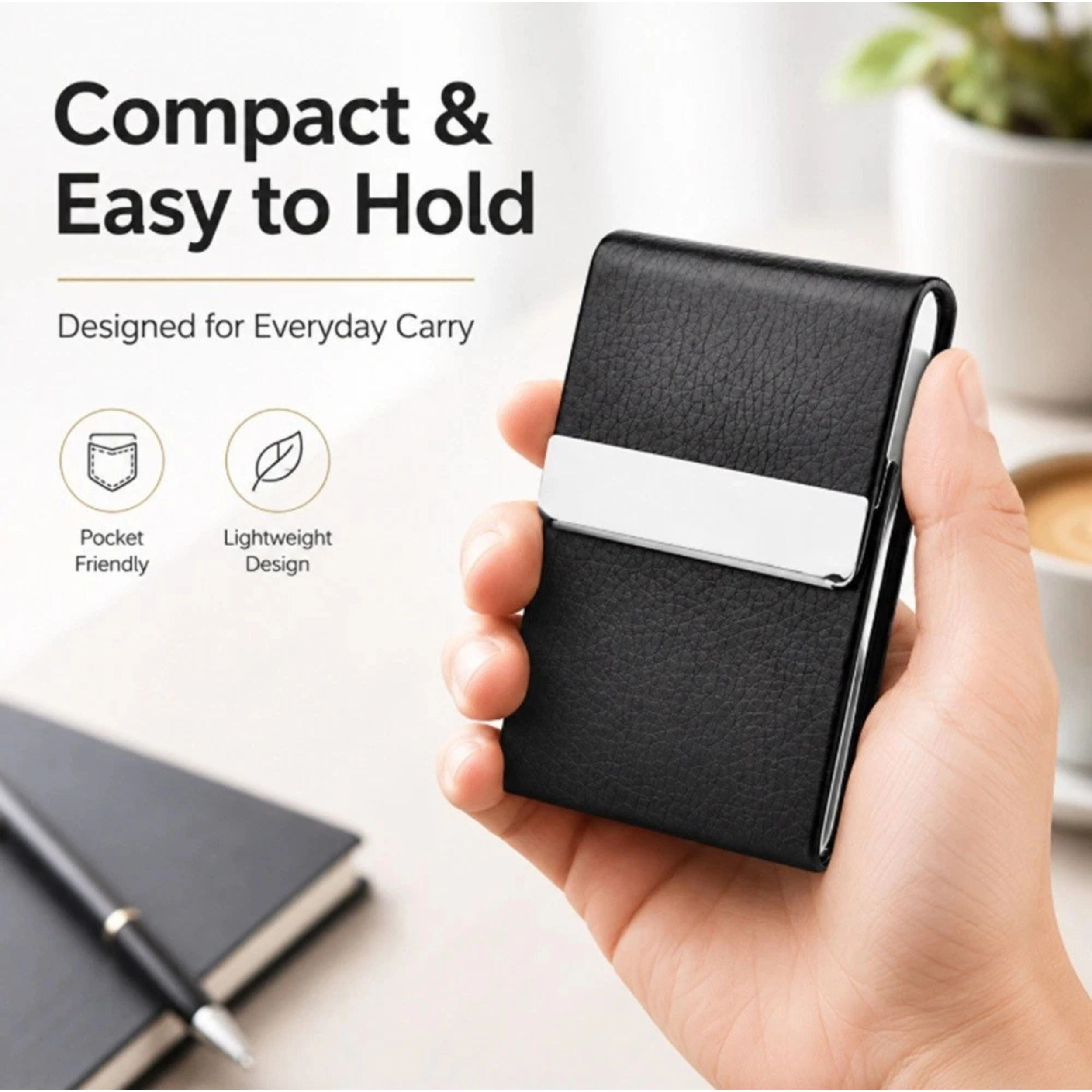 Home Collection Slim PU Leather Card Holder Wallet for Credit ID & Business Cards