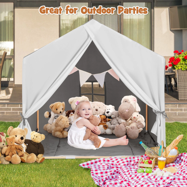 Hivvago Kid's Play Tent with Washable Cotton Mat and Flag Banner