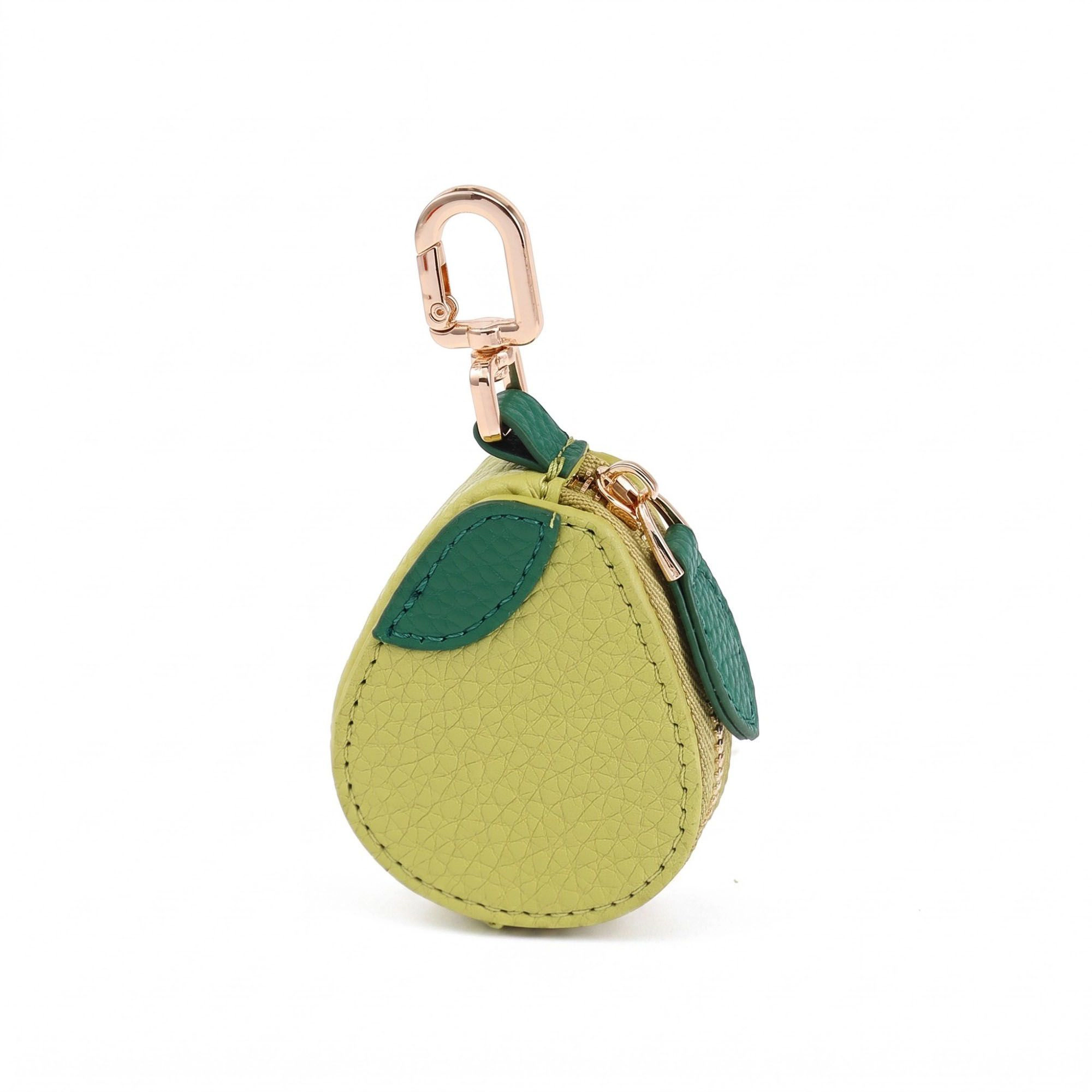 Alilang Women's Orange Pouch Bag Charm with Zipper Closure and Gold Tone Clip