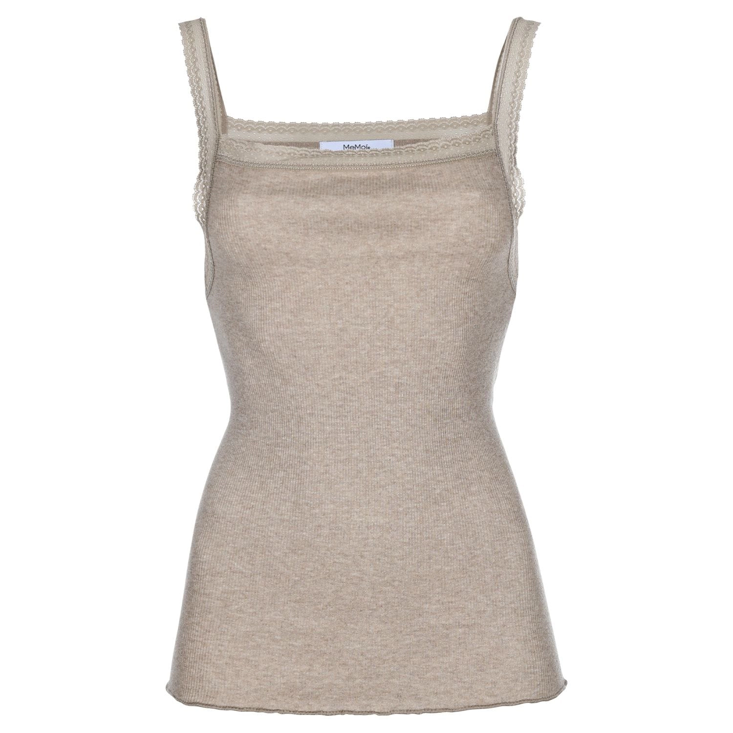 Memoi Women's Organic Cotton Seamless Ribbed Lace Camisole