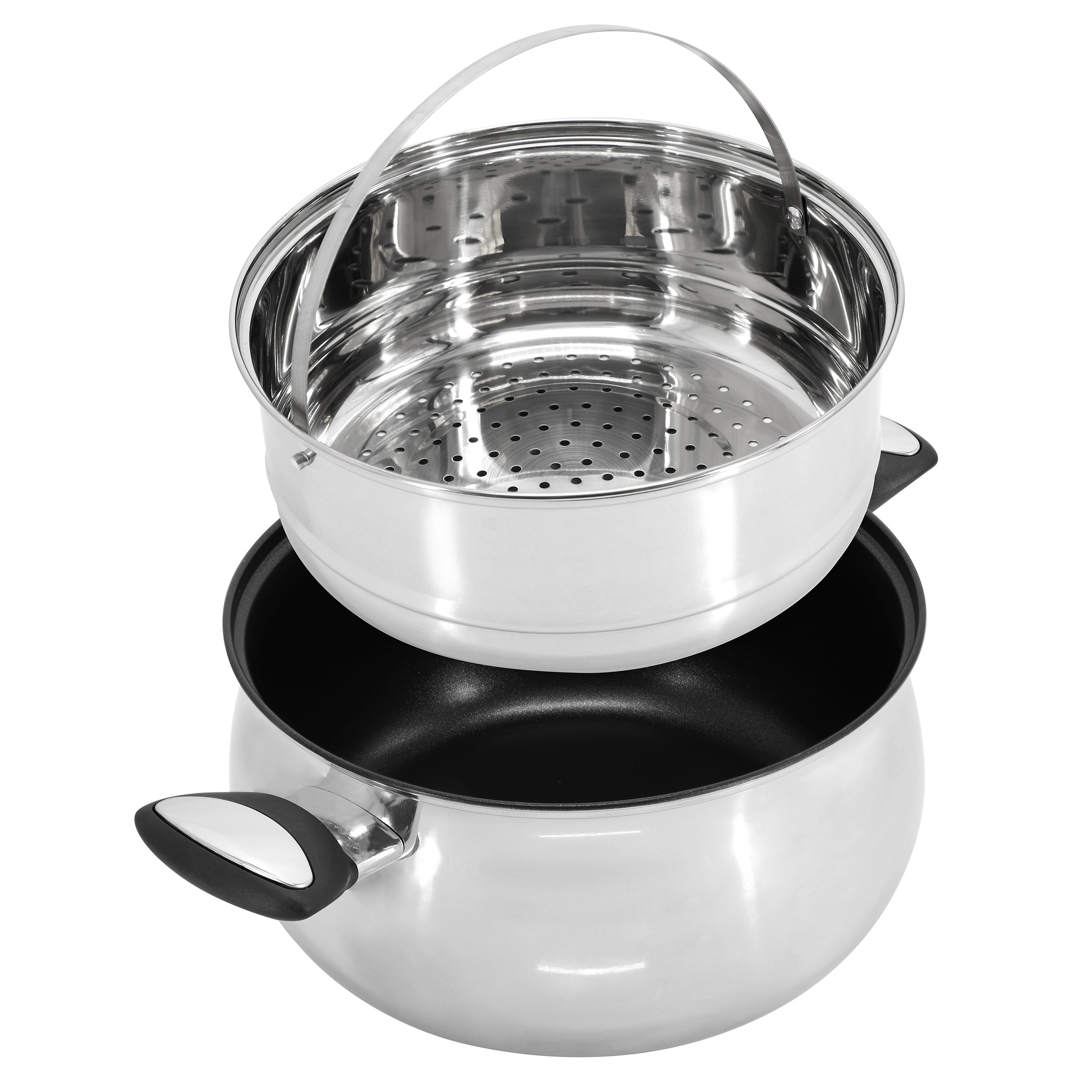 Oster Baldwyn 10 Piece Stainless Steel Belly-Shaped Nonstick Cookware and Utensil Set