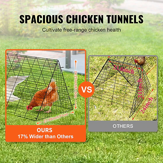 HONGGE Chicken Tunnels LxWxH Chicken Tunnels for Yard Portable Chicken Tunnels for Outside with Corner Frames 2 Sets