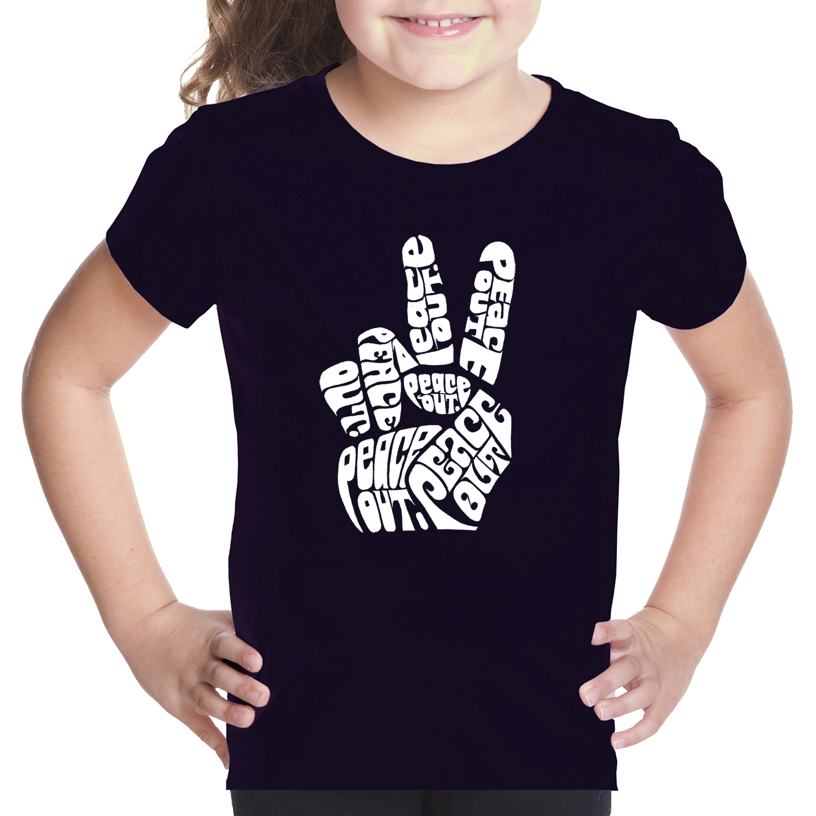LA Pop Art Girls Word T-Shirt - Peace Out