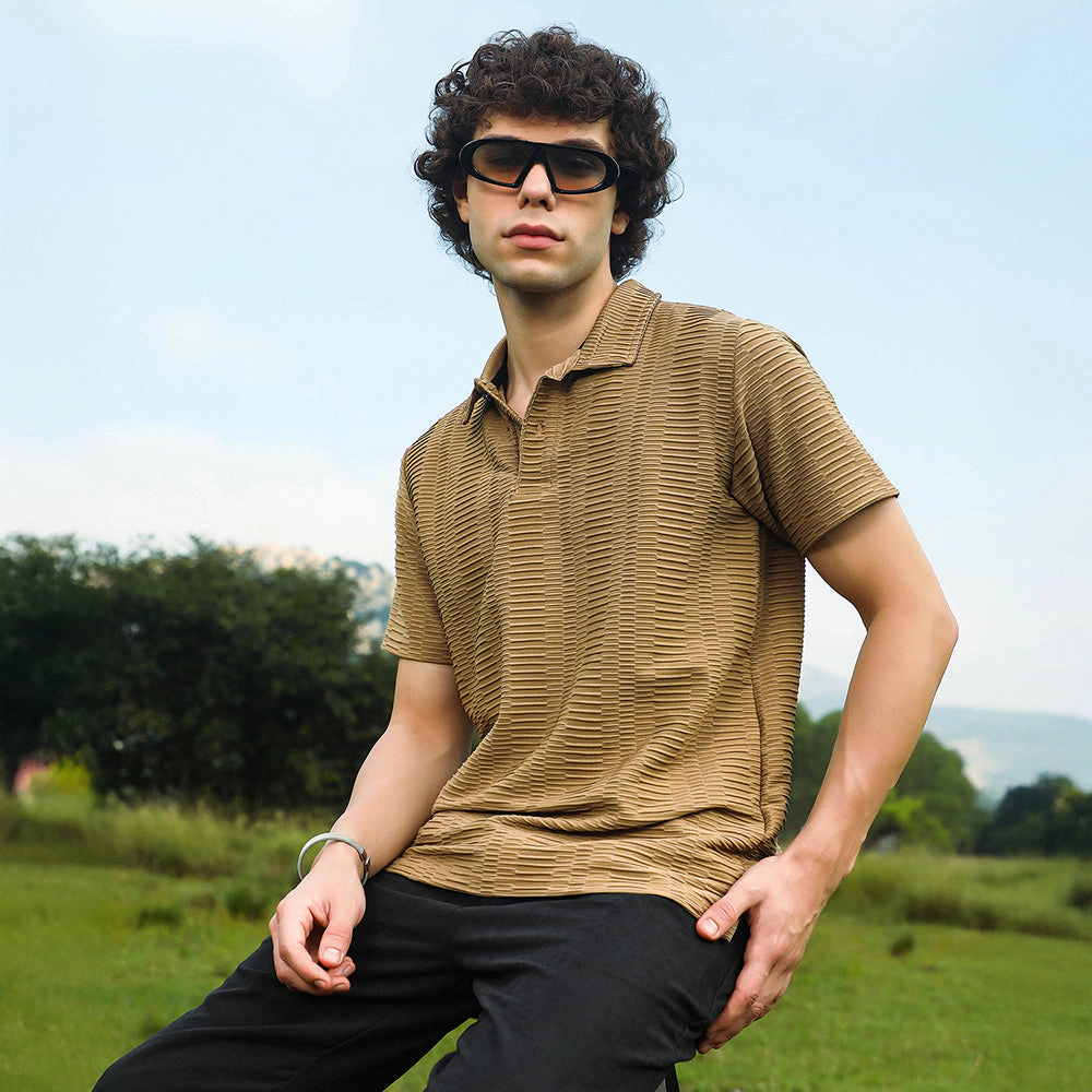 Flatten-Ruched Polo T-Shirt