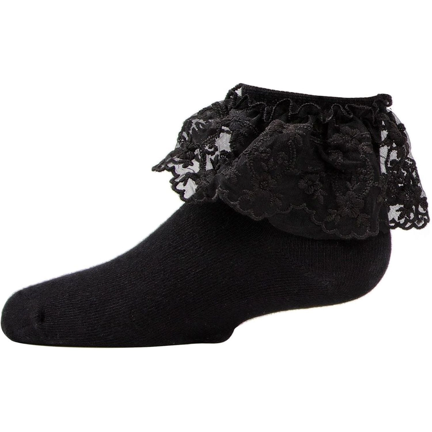 Memoi Kid Girls Petite Floral Lace Cotton Blend Anklet Socks