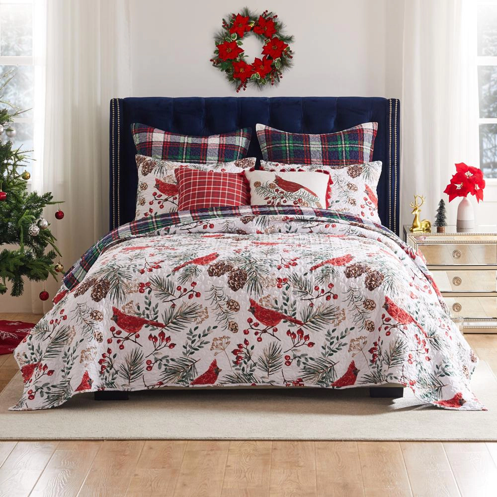 Greenland Home Fashions Cardinal Plaid Luxurious Modern Design 3 Piece s Quilt Set