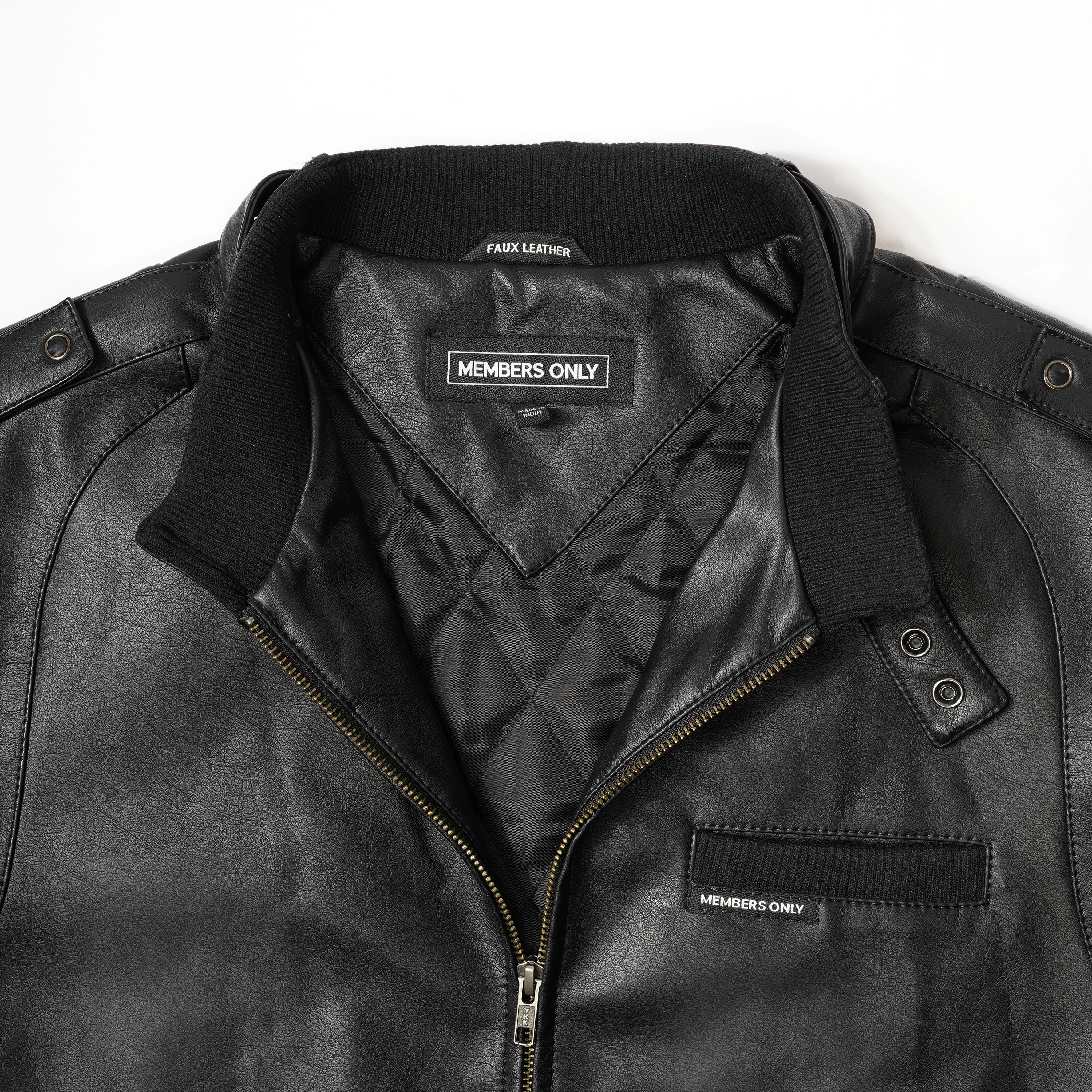 Members Only Men's Faux Leather Iconic Racer Jacket