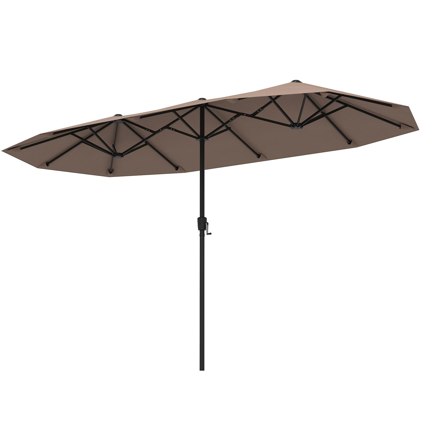 SUGIFT 13-ft Double-Sided Patio Market Umbrella with Crank Handle Coffee Color